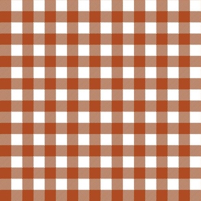 Forest Check - 1" squares - rusty red and white 