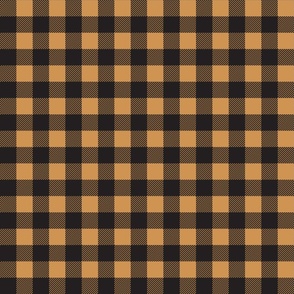 Forest Check - 1" squares - black and gold 