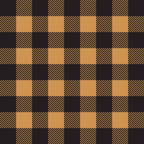 Forest Check - 2" squares - black and gold 