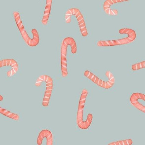 candy cane on cloudy blue