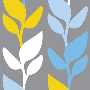 Leaf Stripe Grey Blue Yellow
