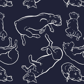 Drawn pit bulls in navy (large)