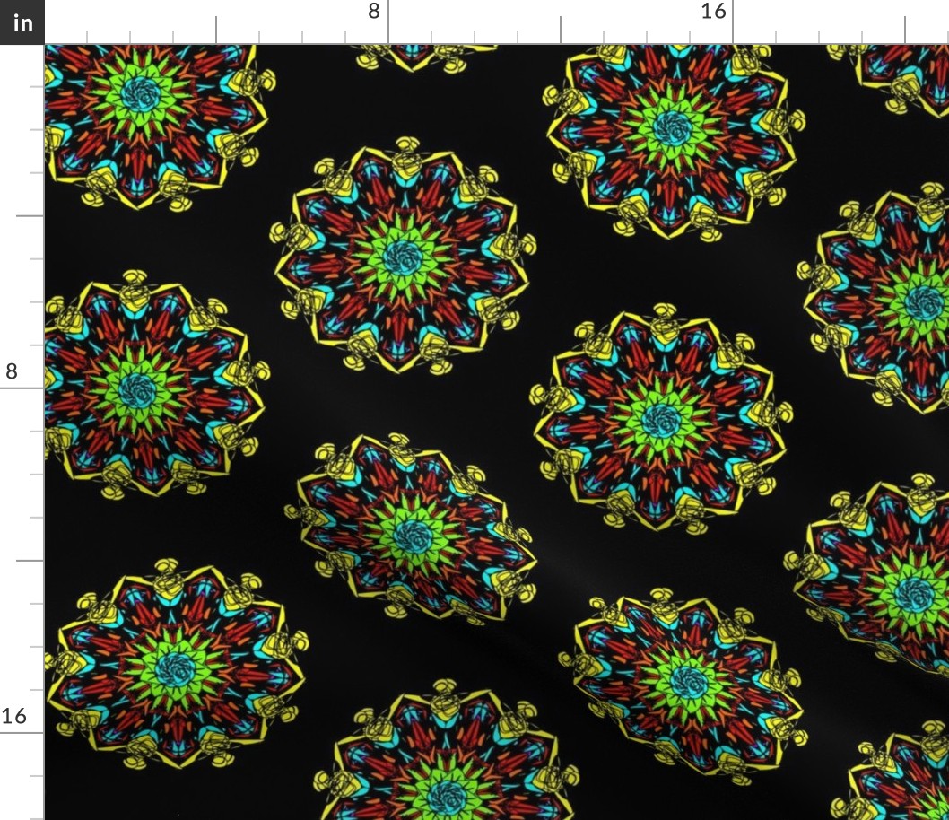 Kaleidoscope - Explosion Multiple colours on Black