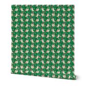 tibetan spaniel christmas fabric - tibetan spaniel fabric, christmas fabric, christmas dog fabric - green