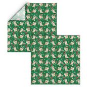 tibetan spaniel christmas fabric - tibetan spaniel fabric, christmas fabric, christmas dog fabric - green