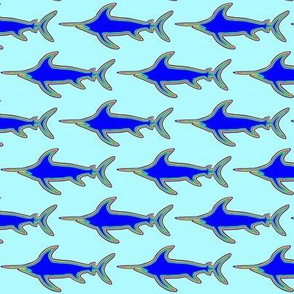 Swordfish Retro blue on light blue