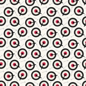 Tiny arrow bullseye red directional pattern. Web pointer background. 