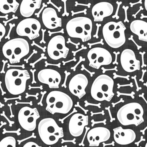 cute skulls and bones on dark large size