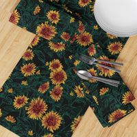 Blazing Sunflower Meadow (forest-black) 24”