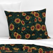 Blazing Sunflower Meadow (forest-black) 24”