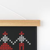 Cross-stitch people Romanian traditional motifs Wall Hanging