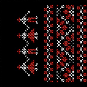 Cross-stitch people Romanian traditional motifs Wall Hanging