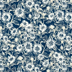 White Sunflower Contour (navy)