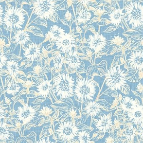 White Sunflower Contour (dusty blue) 8”