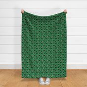 chihuahua dog christmas fabric - cute chihuahua fabric, christmas holiday dog fabric, black and tan chihuahua - green