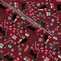 chihuahua dog christmas fabric - cute chihuahua fabric, christmas holiday dog fabric, black and tan chihuahua -  ruby