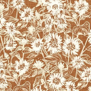White Sunflower Contour (bronze) 10”