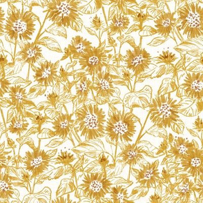 Golden Sunflower Contour (white linen) 8”