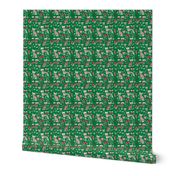 chinese crested dog christmas fabric - christmas dog fabric, chinese crested fabric, dog fabric, holiday - green