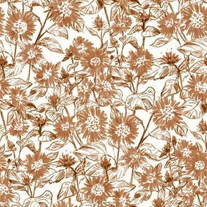 Bronze Sunflower Contour (white linen) 8”