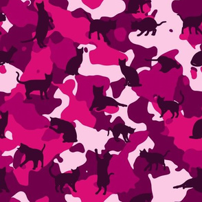 Camouflage  pattern with silhouettes of cats