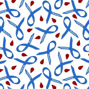 diabetes ribbon scattered ditsy with blood drops