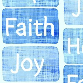 Joy Faith Hope Texture Rectangle on Pale Blue  