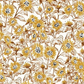 Golden-Bronze Sunflowers (white ) 8”