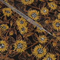 Golden-Bronze Sunflowers (black) 12”