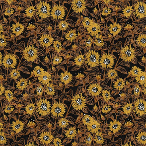 Golden-Bronze Sunflowers (black) 12”