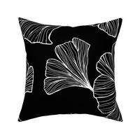 Ginkgo Leaves Large Scale - Black and White