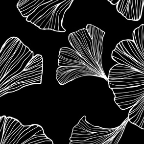 Ginkgo Leaves Large Scale - Black and White