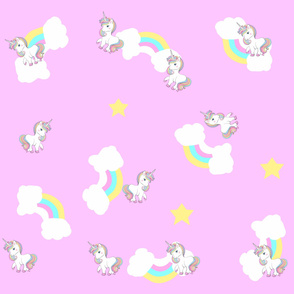 Unicorn,rainbow pattern ,pink background.