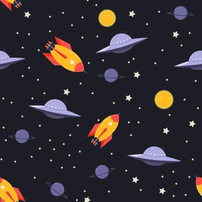 Spaceship,galaxy,stars,planets,galactic,rocket pattern 