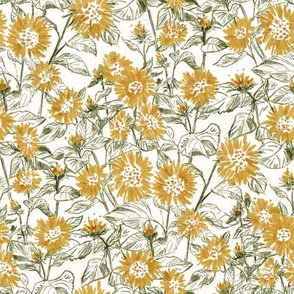 Golden-Sage Sunflowers (white) 8”