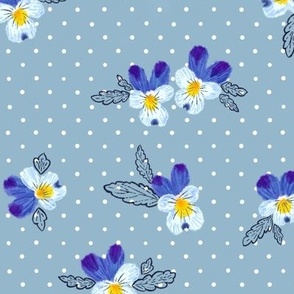 Vintage Wild Blue Pansies (dusty blue) 18”