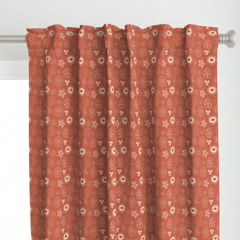 happy doodle florals - red