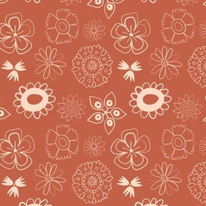 happy doodle florals - red