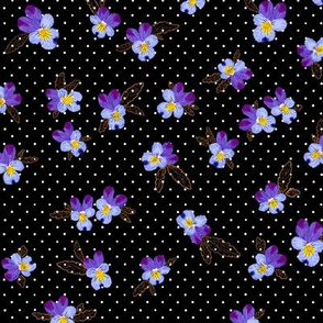 Vintage Wild Pansies (black) 9”