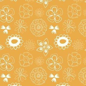 happy doodle florals - yellow