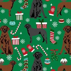 curly coated retriever christmas dog fabric - christmas fabric, dog christmas, -green