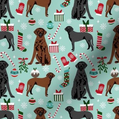 curly coated retriever christmas dog fabric - christmas fabric, dog christmas, - blue