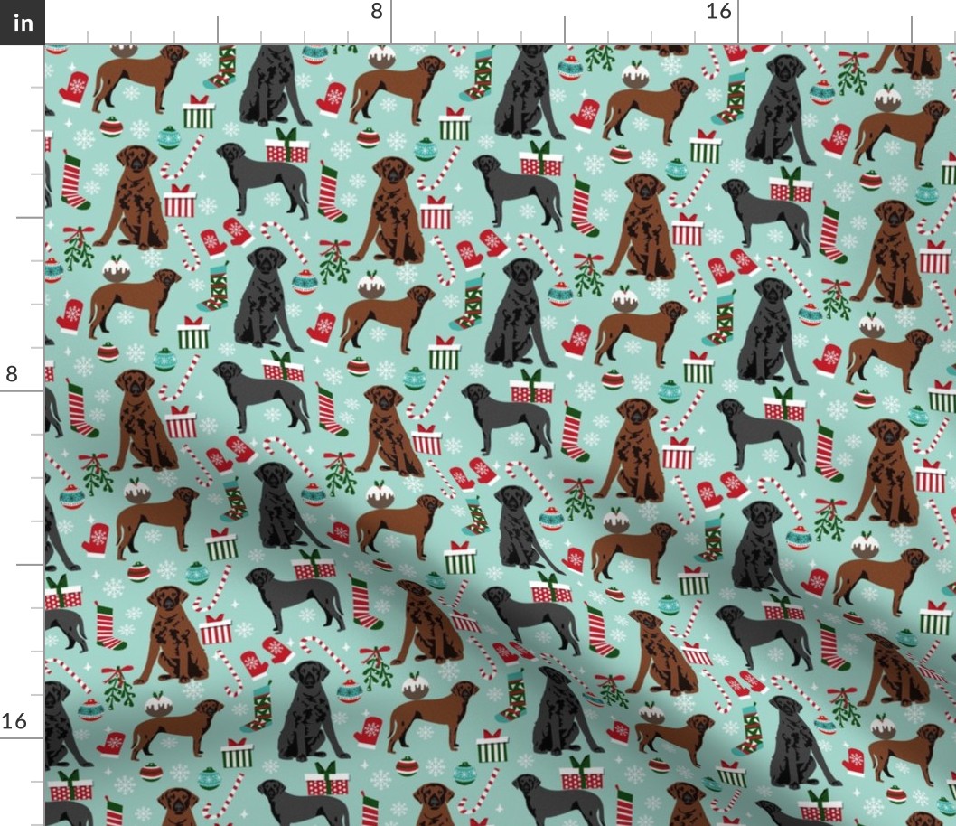 curly coated retriever christmas dog fabric - christmas fabric, dog christmas, - blue