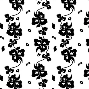 Haute Couture Hawaiian Garlands - Black on White