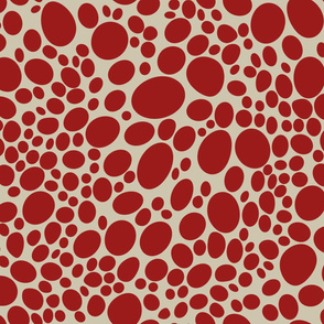 pebble dots - red/khaki