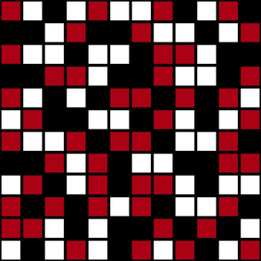 Jumbo Mosaic Squares in Black, Dark Red, and White