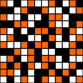 Jumbo Mosaic Squares in Black, Orange, and White