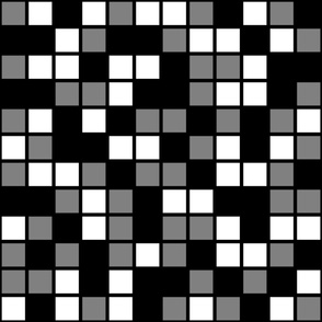 Jumbo Mosaic Squares in Black, Medium Gray, and White