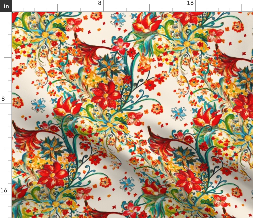 painted floral cream multi 1 allover pattern SF