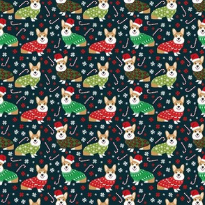 SMALL - corgi holiday sweaters fabric xmas holiday fabric cute christmas corgis fabric cute corgi design